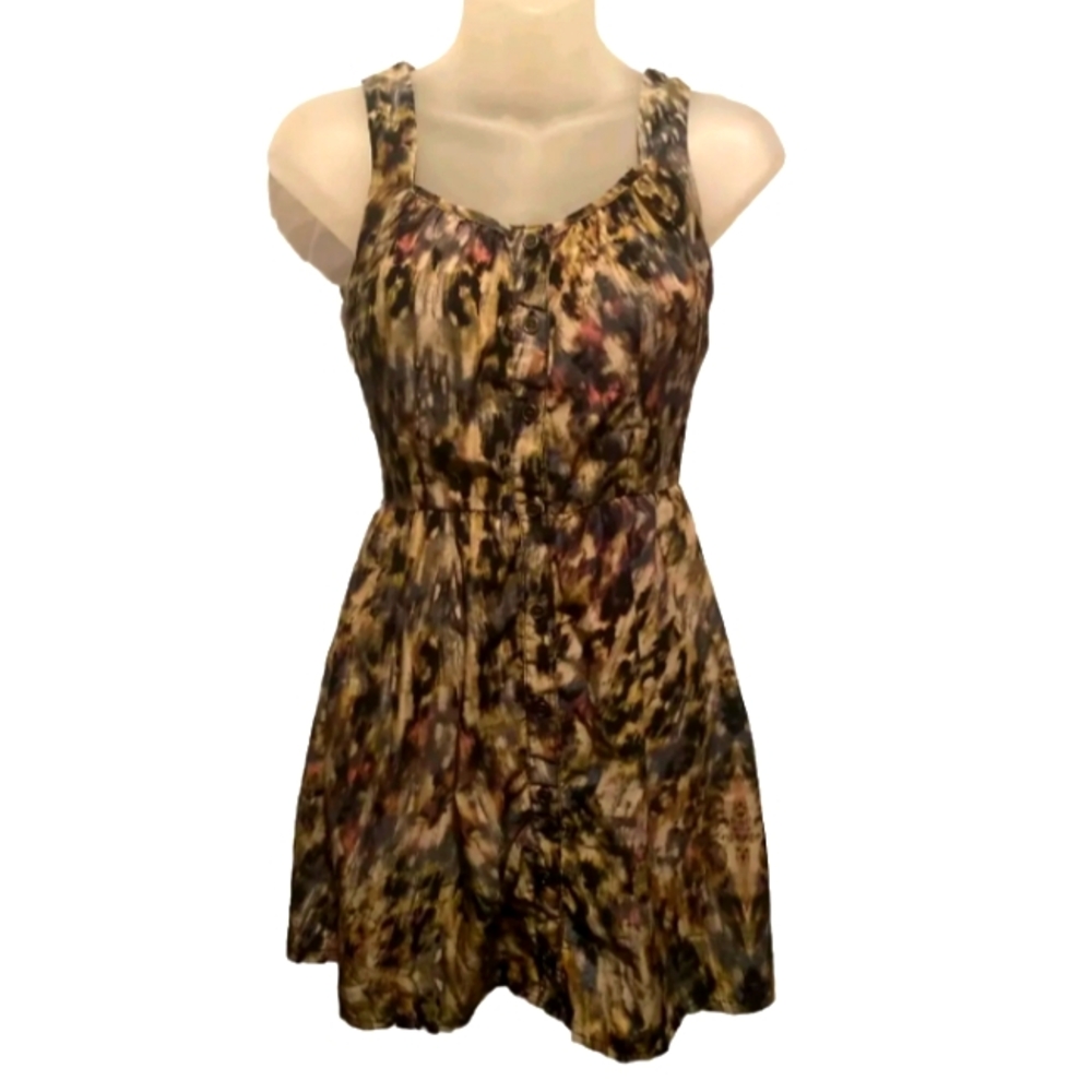 Mimi Chica Midi Flowy Dress Size XS Sleeveless Multicolored Buttons Accents